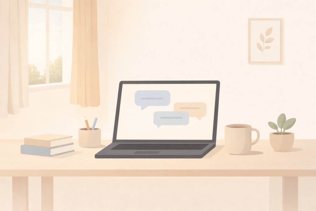 ChatGPT 新手入門示意圖，展示 AI 對話與生活應用情境